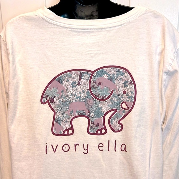 IVORY ELLA 🐘 WHITE 100% COTTON LONG SLEEVE ELEPHANT TSHIRT Women’s XXL - Picture 2 of 6